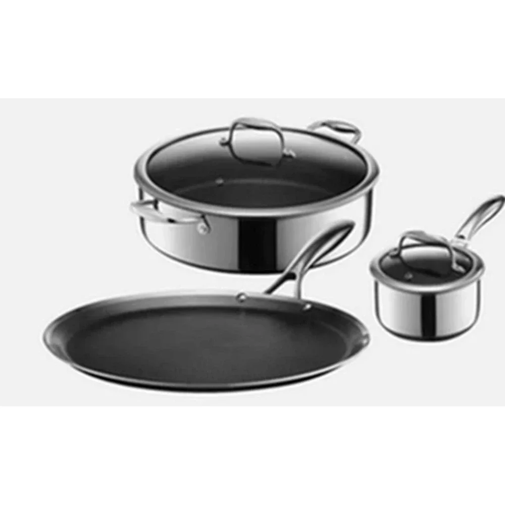 HexClad Hybrid 5 Piece Cookware Set 7QT Chicken Fryer 1QT Pot 12in Griddle NEW